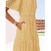 image:imageZESICA Womens Summer Casual V Neck Eyelet A Line Maxi DressesYellow