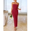 image:imageZESICA Womens Summer Cocktail Strapless Bodycon Maxi DressDark Red