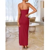 image:imageZESICA Womens Summer Cocktail Strapless Bodycon Maxi DressDark Red