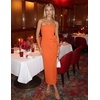 image:imageZESICA Womens Summer Cocktail Strapless Bodycon Maxi DressSolid Orange