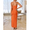 image:imageZESICA Womens Summer Cocktail Strapless Bodycon Maxi DressSolid Orange