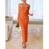 image:imageZESICA Womens Summer Cocktail Strapless Bodycon Maxi DressSolid Orange