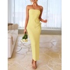 image:imageZESICA Womens Summer Cocktail Strapless Bodycon Maxi DressYellow