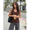 image:imageZESICA Womens Summer Crochet Sleeveless Tank TopsBrown