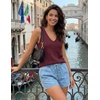 image:imageZESICA Womens Summer Crochet Sleeveless Tank TopsBurgundy