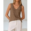 image:imageZESICA Womens Summer Crochet Sleeveless Tank TopsKhaki