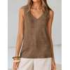 image:imageZESICA Womens Summer Crochet Sleeveless Tank TopsKhaki