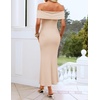 image:imageZESICA Womens Summer Elegant Off Shoulder Bodycon Maxi DressApricot