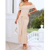 image:imageZESICA Womens Summer Elegant Off Shoulder Bodycon Maxi DressApricot