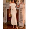 image:imageZESICA Womens Summer Elegant Off Shoulder Bodycon Maxi DressApricot