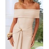image:imageZESICA Womens Summer Elegant Off Shoulder Bodycon Maxi DressApricot