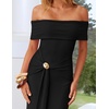 image:imageZESICA Womens Summer Elegant Off Shoulder Bodycon Maxi DressBlack