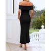 image:imageZESICA Womens Summer Elegant Off Shoulder Bodycon Maxi DressBlack