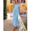 image:imageZESICA Womens Summer Elegant Off Shoulder Bodycon Maxi DressBlue