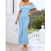 image:imageZESICA Womens Summer Elegant Off Shoulder Bodycon Maxi DressBlue