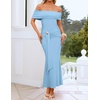 image:imageZESICA Womens Summer Elegant Off Shoulder Bodycon Maxi DressBlue