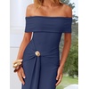 image:imageZESICA Womens Summer Elegant Off Shoulder Bodycon Maxi DressNavy