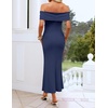 image:imageZESICA Womens Summer Elegant Off Shoulder Bodycon Maxi DressNavy