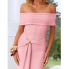 image:imageZESICA Womens Summer Elegant Off Shoulder Bodycon Maxi DressPink