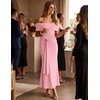 image:imageZESICA Womens Summer Elegant Off Shoulder Bodycon Maxi DressPink