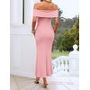 image:imageZESICA Womens Summer Elegant Off Shoulder Bodycon Maxi DressPink
