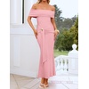 image:imageZESICA Womens Summer Elegant Off Shoulder Bodycon Maxi DressPink