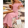 image:imageZESICA Womens Summer Elegant Off Shoulder Bodycon Maxi DressPink