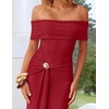 image:imageZESICA Womens Summer Elegant Off Shoulder Bodycon Maxi DressRed