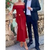image:imageZESICA Womens Summer Elegant Off Shoulder Bodycon Maxi DressRed