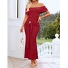 image:imageZESICA Womens Summer Elegant Off Shoulder Bodycon Maxi DressRed