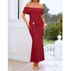 image:imageZESICA Womens Summer Elegant Off Shoulder Bodycon Maxi DressRed