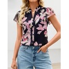 image:imageZESICA Womens Summer Floral Chiffon Tops Short Sleeve BlouseBlack