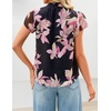 image:imageZESICA Womens Summer Floral Chiffon Tops Short Sleeve BlouseBlack