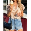 image:imageZESICA Womens Summer Floral Chiffon Tops Short Sleeve BlouseBrown