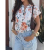 image:imageZESICA Womens Summer Floral Chiffon Tops Short Sleeve BlouseIvory
