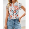 image:imageZESICA Womens Summer Floral Chiffon Tops Short Sleeve BlouseIvory