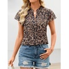 image:imageZESICA Womens Summer Floral Chiffon Tops Short Sleeve BlouseLeopard
