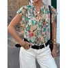 image:imageZESICA Womens Summer Floral Chiffon Tops Short Sleeve BlousePink Green