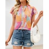 image:imageZESICA Womens Summer Floral Chiffon Tops Short Sleeve BlouseYellow Purple