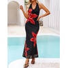image:imageZESICA Womens Summer Floral Halter Neck Sleeveless Maxi DressBlack