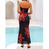 image:imageZESICA Womens Summer Floral Halter Neck Sleeveless Maxi DressBlack
