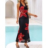 image:imageZESICA Womens Summer Floral Halter Neck Sleeveless Maxi DressBlack