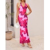 image:imageZESICA Womens Summer Floral Halter Neck Sleeveless Maxi DressDark Magenta