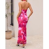 image:imageZESICA Womens Summer Floral Halter Neck Sleeveless Maxi DressDark Magenta