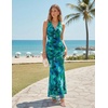 image:imageZESICA Womens Summer Floral Halter Neck Sleeveless Maxi DressGreen