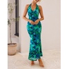 image:imageZESICA Womens Summer Floral Halter Neck Sleeveless Maxi DressGreen
