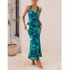image:imageZESICA Womens Summer Floral Halter Neck Sleeveless Maxi DressGreen