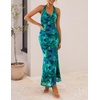image:imageZESICA Womens Summer Floral Halter Neck Sleeveless Maxi DressGreen