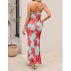 image:imageZESICA Womens Summer Floral Halter Neck Sleeveless Maxi DressLight Green