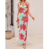 image:imageZESICA Womens Summer Floral Halter Neck Sleeveless Maxi DressLight Green